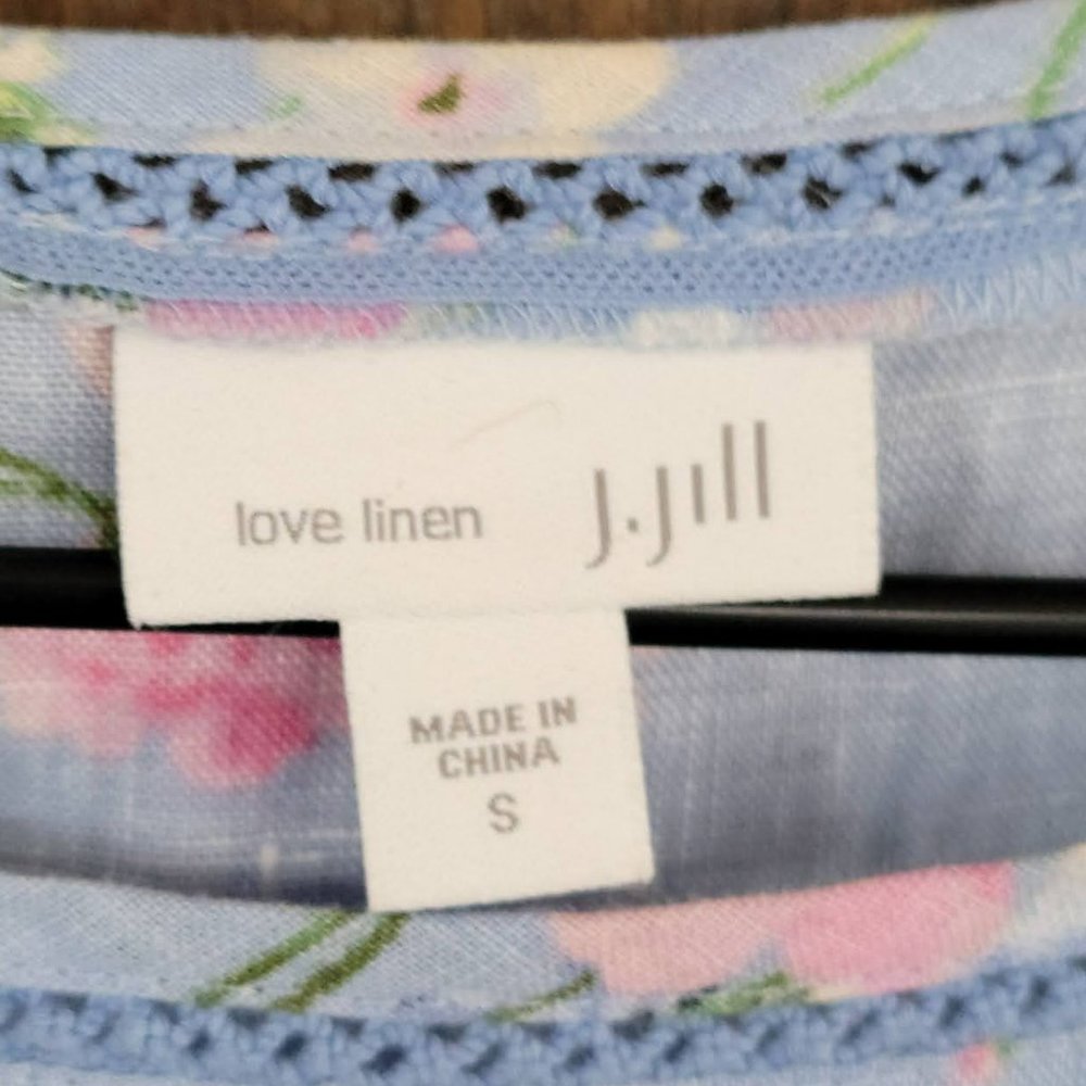 Gorgeous J. Jill Baby Blue Pink Floral Linen Dress Size Small - Picture 15 of 16